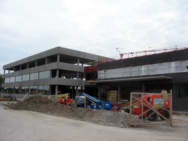 Byggarbetsplatsen där RAÄ:s nya lokaler i Visby uppförs