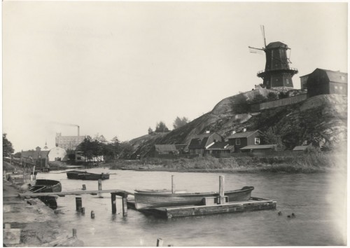 The first photo uploaded on Flickr Commons by the Swedish National Heritage Board, in March 2009. Stockholm, Sweden. View from Hammarby lake towards Danviken and the mill Klippan (the Rock). Photo: Carl Curman, c. 1890