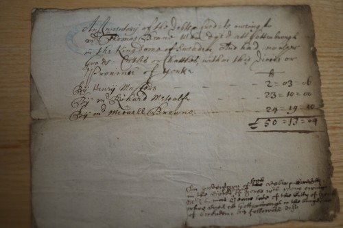 Ur Borthwick archives: En göteborgare är skyldig pengar till handelsmän i York, senmedeltiden. (Bild: Kerstin Jonsson)