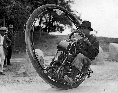 One wheel motor cycle. Photo from Nationaal Archief on Flickr Commons.