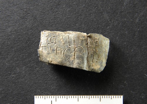 Blyblecket från Fosie som det såg ut när det hittades. Foto: Staffan Hyll