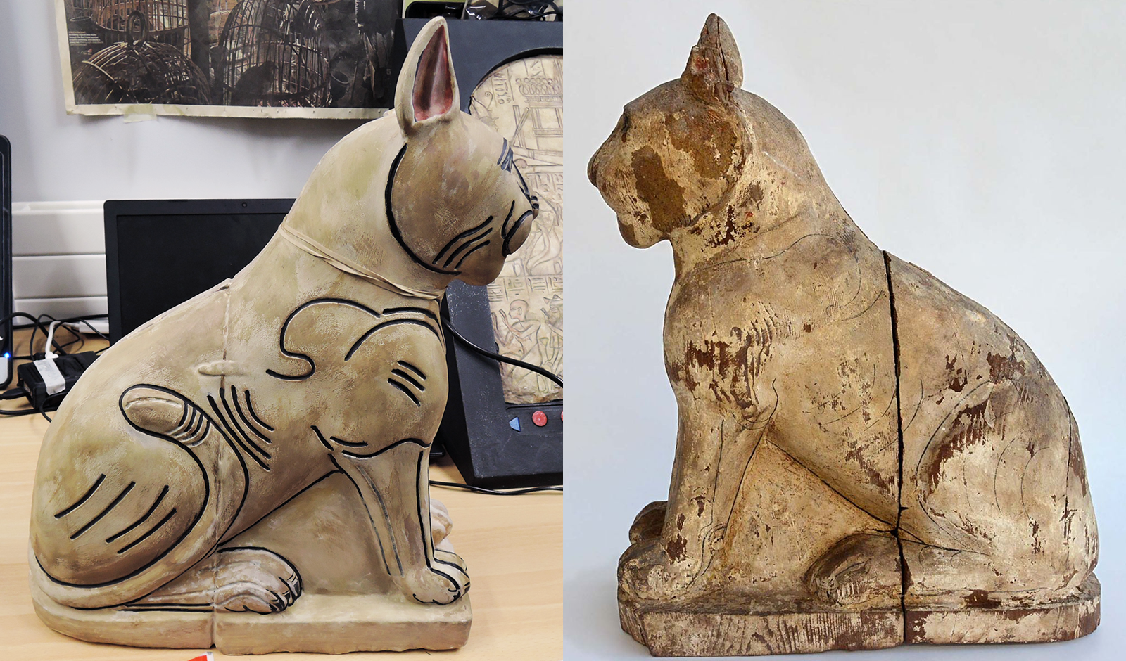 Replika och original av egyptisk katt