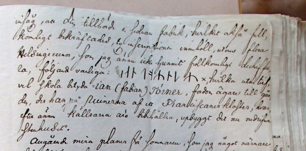 Visar utdrag ur Wallmans brev till Adlerbeth 1828