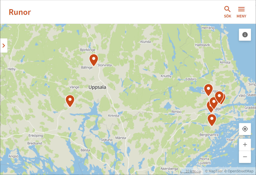 Karta med spridningen av Vidbjörns ristningar